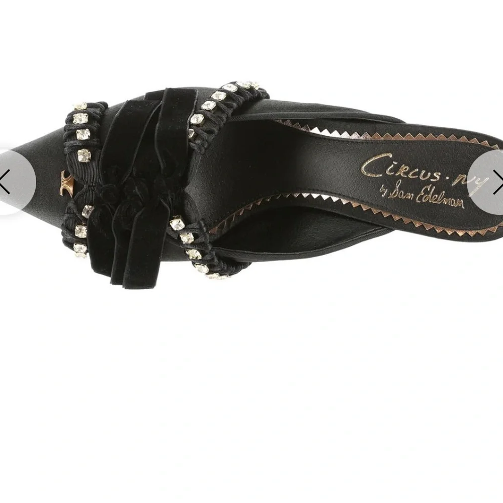 Circus by Sam Edelman Tristyn black Satin Mules kitten heels shoes NWT - Picture 4 of 7